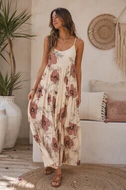 Jaase Winona Maxi Dress Small April Floral Print Boho Cottagecore Rayon